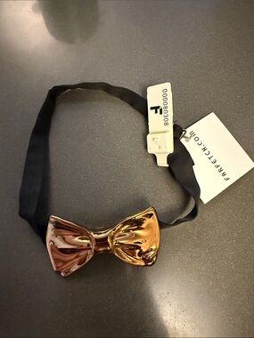 New Farfetch Metallic Bronze Bow Tie